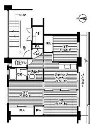 JR予讃線 比地大駅 6.7kmの賃貸マンション 1階3DKの間取り