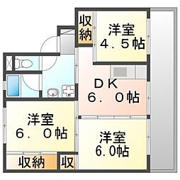JR高徳線 丹生駅 徒歩10分の賃貸マンション 3階3DKの間取り