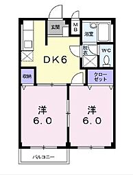 JR瀬戸大橋線 坂出駅 徒歩15分の賃貸アパート 2階2DKの間取り
