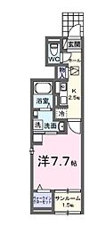 JR瀬戸大橋線 坂出駅 徒歩36分の賃貸アパート 1階1Kの間取り