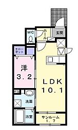 JR予讃線 丸亀駅 徒歩36分の賃貸アパート 1階1LDKの間取り