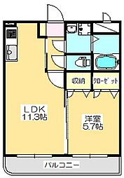 高松琴平電気鉄道長尾線 元山駅 徒歩15分の賃貸マンション 2階1LDKの間取り