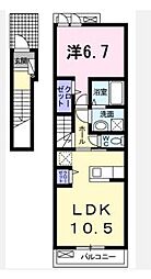 JR予讃線 丸亀駅 徒歩15分の賃貸アパート 2階1LDKの間取り