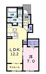 JR予讃線 宇多津駅 3.2kmの賃貸アパート 1階1LDKの間取り