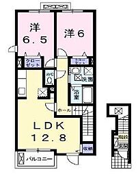 高松琴平電気鉄道長尾線 元山駅 徒歩36分の賃貸アパート 2階2LDKの間取り