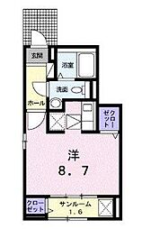 JR予讃線 丸亀駅 徒歩32分の賃貸アパート 1階ワンルームの間取り