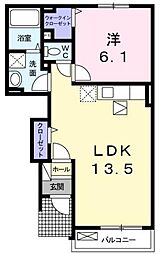 高松琴平電気鉄道長尾線 元山駅 徒歩26分の賃貸アパート 1階1LDKの間取り