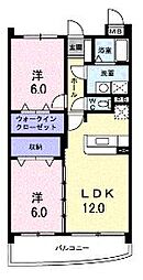 高松琴平電気鉄道長尾線 元山駅 徒歩8分の賃貸マンション 2階2LDKの間取り