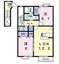 JR高徳線 讃岐牟礼駅 徒歩4分の賃貸アパート 2階2LDKの間取り