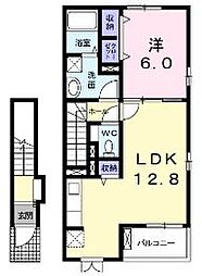 JR予讃線 丸亀駅 徒歩29分の賃貸アパート 2階1LDKの間取り
