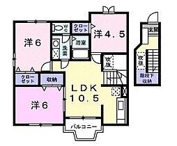 JR予讃線 宇多津駅 4.4kmの賃貸アパート 2階3LDKの間取り
