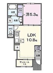JR予讃線 丸亀駅 徒歩37分の賃貸アパート 1階1LDKの間取り