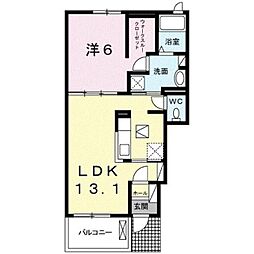 JR予讃線 端岡駅 徒歩13分の賃貸アパート 1階1LDKの間取り
