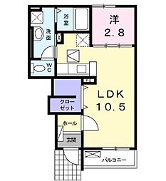 JR予讃線 香西駅 徒歩11分の賃貸アパート 1階1LDKの間取り
