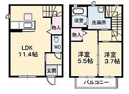 高松琴平電気鉄道長尾線 木太東口駅 徒歩3分の賃貸アパート 1階2LDKの間取り