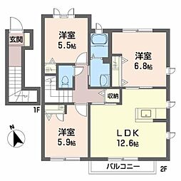 オレンジホップC 3LDKの間取図画像