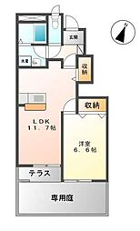 ヴァン・ルージュ2 1LDKの間取図画像