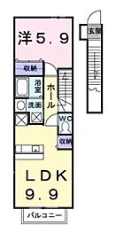 モンブランB棟 1LDKの間取図画像