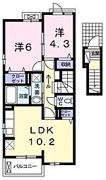 アメニティB 2LDKの間取図画像