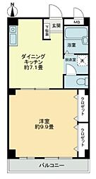 フィネス秋桜 1DKの間取図画像
