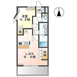 アドミレT-2 1LDKの間取図画像