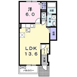ガーデンプレイスB 1LDKの間取図画像
