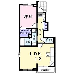 秋桜neoB 1LDKの間取図画像