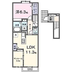 高松市福岡町3丁目アパート 1SLDKの間取図画像