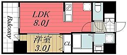 JR京葉線 蘇我駅 徒歩1分の賃貸マンション 7階1LDKの間取り