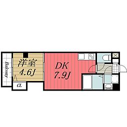 JR内房線 本千葉駅 徒歩3分の賃貸マンション 5階1DKの間取り