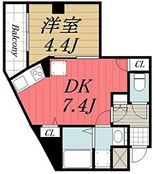 JR内房線 本千葉駅 徒歩3分の賃貸マンション 2階1DKの間取り