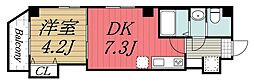 JR内房線 本千葉駅 徒歩4分の賃貸マンション 2階1DKの間取り