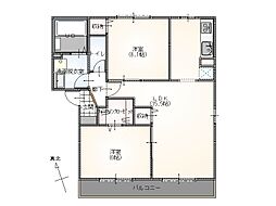 レ・セーナアサカ 2LDKの間取図画像