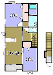 プリートカーサ 2DKの間取図画像
