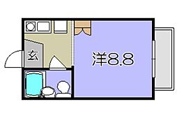 幸ハイツ2番館 1Kの間取図画像
