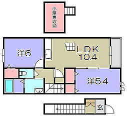 サニーハウスHagiwaraII 2階2LDKの間取り