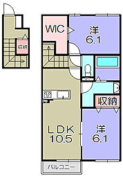 サザンクロスII番館 1階2LDKの間取り