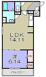 LA VILLA五個荘A棟 1階1LDKの間取り