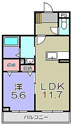 スカイヴィラ聖徳 1LDKの間取図画像