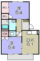 ファミールK 2DKの間取図画像