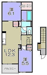 フォレスト五個荘 2LDKの間取図画像