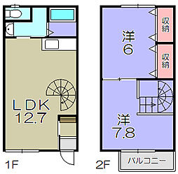 arkadia新楽 1階2LDKの間取り