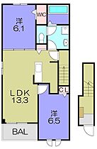 プリムローズIV東近江  ｜ 滋賀県東近江市建部日吉町（賃貸アパート2LDK・2階・59.55㎡） その2