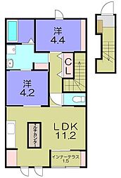 Woodstock　Nest 2階2LDKの間取り