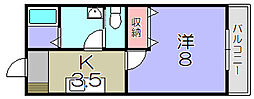 東近江市八日市清水3丁目アパート 1Kの間取図画像
