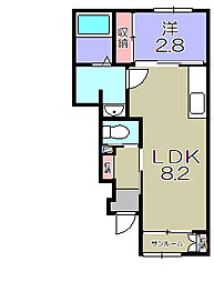 東近江市中野町アパート 1LDKの間取図画像