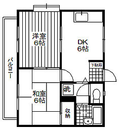 イーストヒルズ 2DKの間取図画像