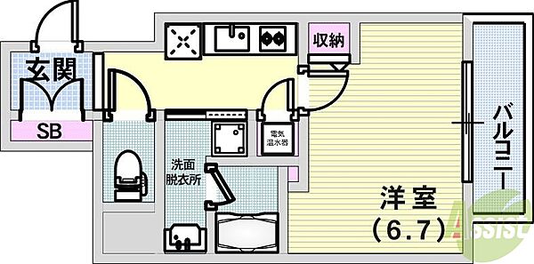 アドバンス神戸アルティス 1501｜兵庫県神戸市中央区北長狭通8丁目(賃貸マンション1K・15階・27.52㎡)の写真 その2