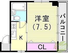 パークハイツ川本  ｜ 兵庫県神戸市兵庫区水木通6丁目（賃貸マンション1K・2階・26.00㎡） その2