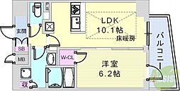 プレサンスTHE神戸 1LDKの間取図画像